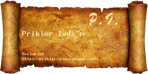 Prikler Iván névjegykártya